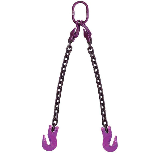 58 inch x 10 foot Adjustable 2 Leg Chain Sling w Grab Hooks Grade 100 image 1 of 3