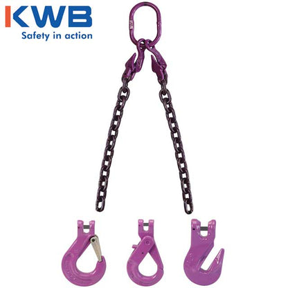 58 inch x 20 foot Adjustable 2 Leg Chain Sling w Grab Hooks Grade 100 image 3 of 3