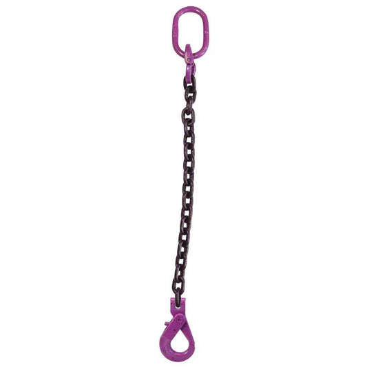 58 inch x 4 foot Single Leg Chain Sling w SelfLocking Hook Grade 100 image 1 of 3
