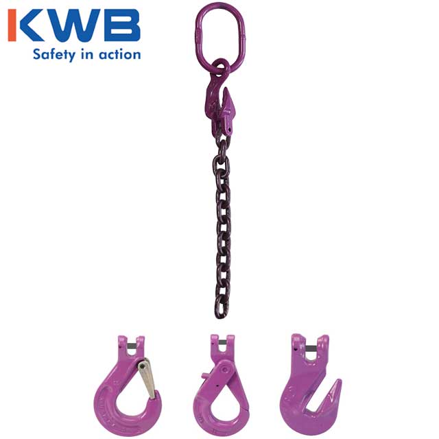 58 inch x 10 foot Adjustable Single Leg Chain Sling w SelfLocking Hook Grade 100 image 3 of 3