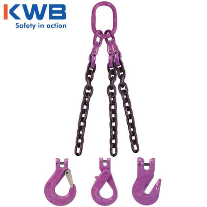 58 inch x 8 foot 3 Leg Chain Sling w Grab Hooks Grade 100 image 3 of 3