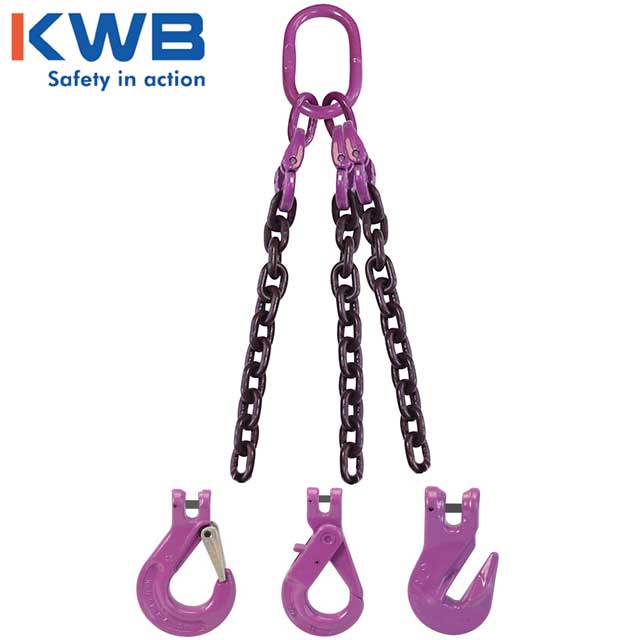 58 inch x 10 foot 3 Leg Chain Sling w Sling Hooks Grade 100 image 3 of 3