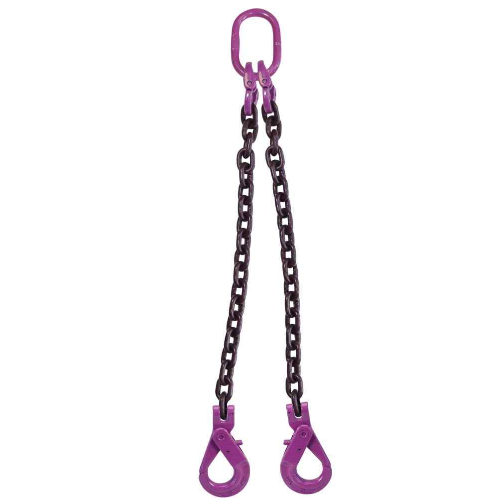 932 inch x 4 foot 2 Leg Chain Sling w SelfLocking Hooks Grade 100 image 1 of 3