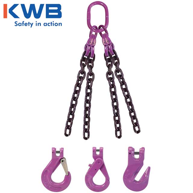 932 inch x 6 foot 4 Leg Chain Sling w Sling Hooks Grade 100 image 3 of 3