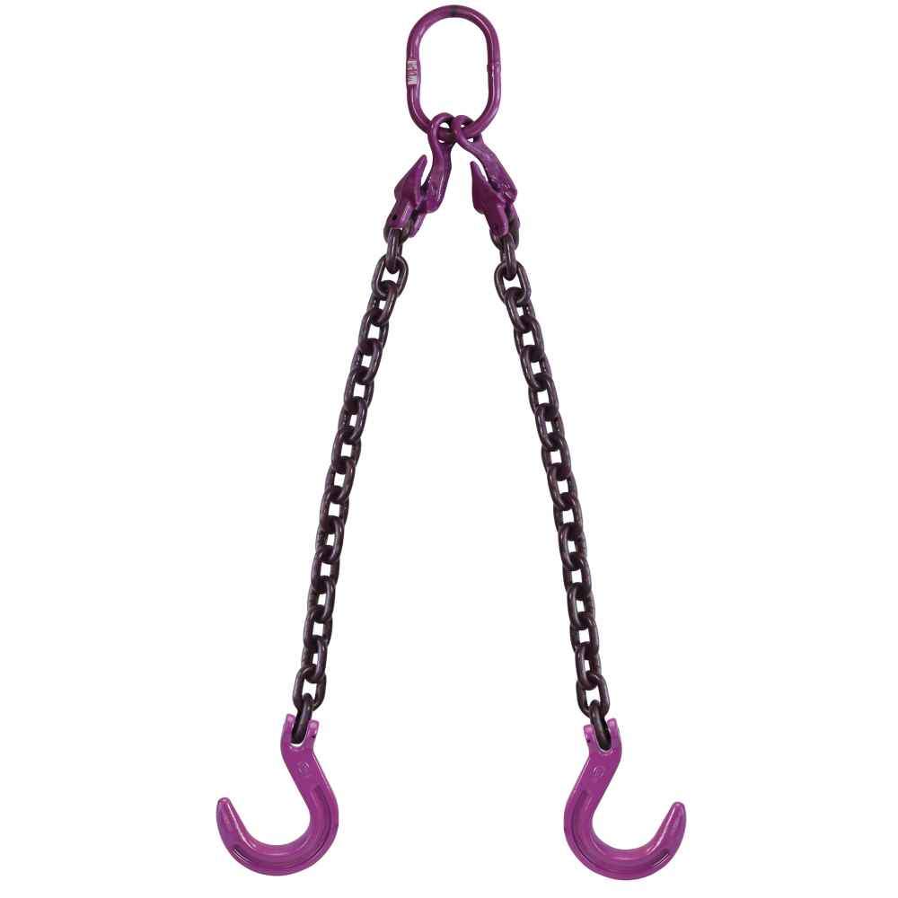 38 inch x 15 foot Adjustable 2 Leg Chain Sling w Foundry Hooks Grade 100 image 1 of 3