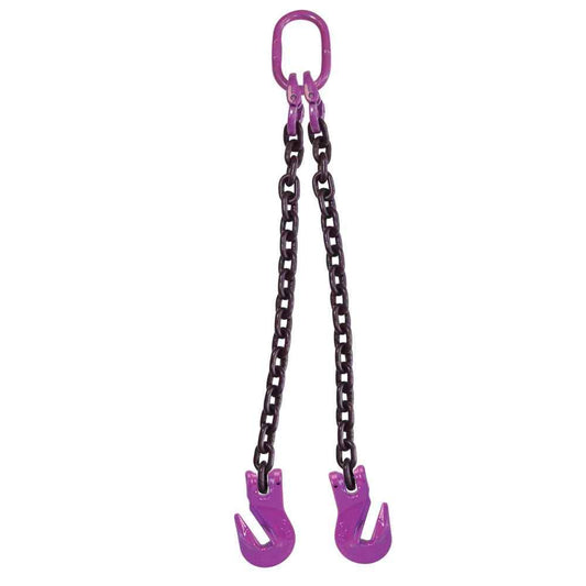 38 inch x 18 foot 2 Leg Chain Sling w Grab Hooks Grade 100 image 1 of 2