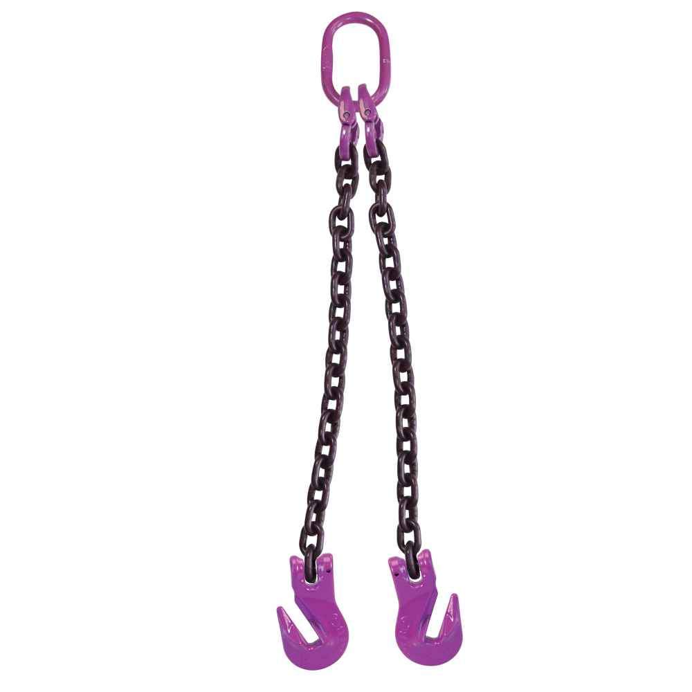 12 inch x 12 foot 2 Leg Chain Sling w Grab Hooks Grade 100 image 1 of 2