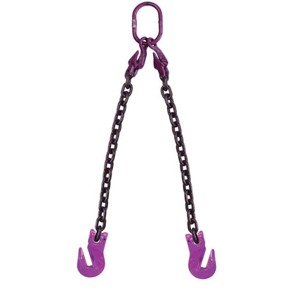 38 inch x 10 foot Adjustable 2 Leg Chain Sling w Grab Hooks Grade 100 image 1 of 3