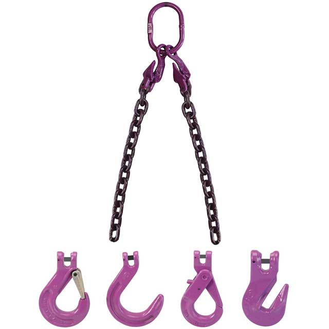 38 inch x 10 foot Adjustable 2 Leg Chain Sling w Grab Hooks Grade 100 image 3 of 3