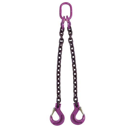 516 inch x 20 foot 2 Leg Chain Sling w Sling Hooks Grade 100 image 1 of 3