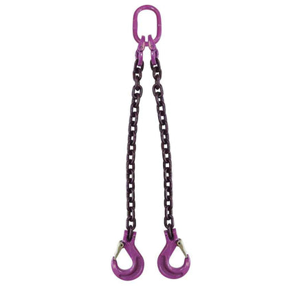 12 inch x 18 foot 2 Leg Chain Sling w Sling Hooks Grade 100 image 1 of 3