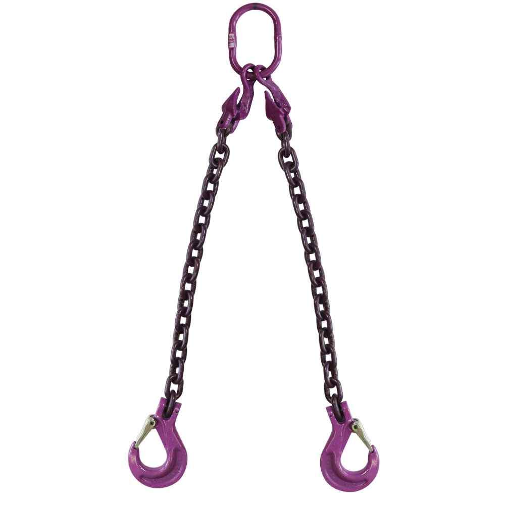 12 inch x 20 foot Adjustable 2 Leg Chain Sling w Sling Hooks Grade 100 image 1 of 2