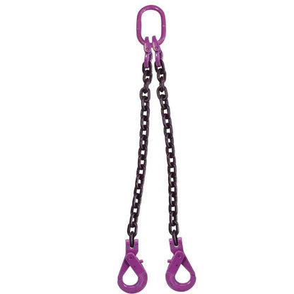 12 inch x 20 foot 2 Leg Chain Sling w SelfLocking Hooks Grade 100 image 1 of 3
