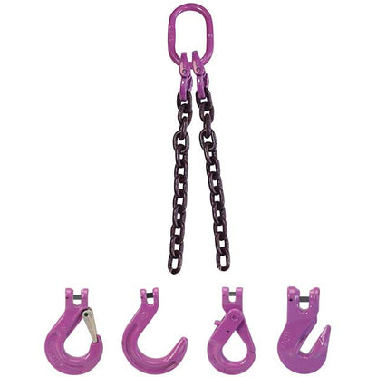 12 inch x 18 foot 2 Leg Chain Sling w SelfLocking Hooks Grade 100 image 3 of 3