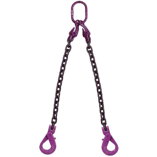 38 inch x 10 foot Adjustable 2 Leg Chain Sling w SelfLocking Hooks Grade 100 image 1 of 3