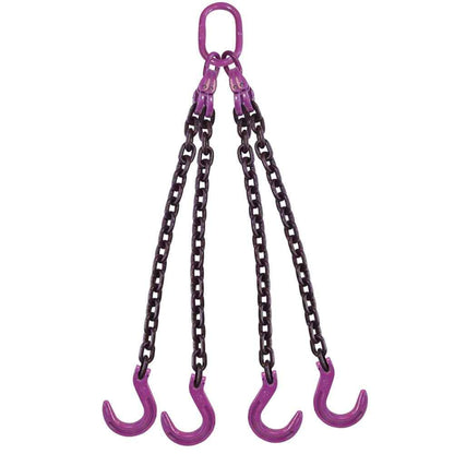 12 inch x 12 foot 4 Leg Chain Sling w Foundry Hooks Grade 100 image 1 of 3