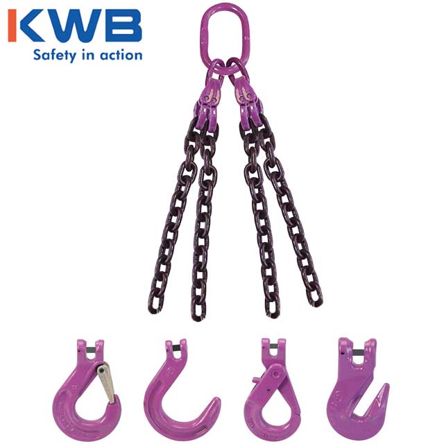 516 inch x 8 foot 4 Leg Chain Sling w Foundry Hooks Grade 100 image 3 of 3