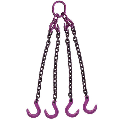 38 inch x 15 foot Adjustable 4 Leg Chain Sling w Foundry Hooks Grade 100 image 1 of 3