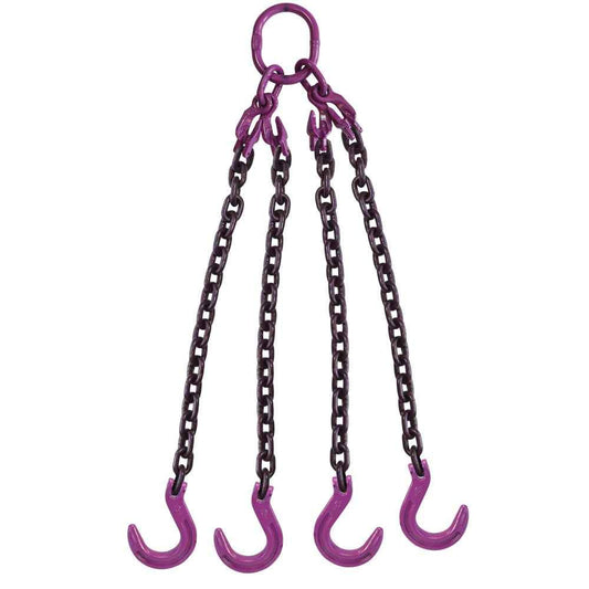 38 inch x 10 foot Adjustable 4 Leg Chain Sling w Foundry Hooks Grade 100 image 1 of 3