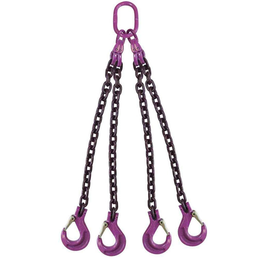 12 inch x 10 foot 4 Leg Chain Sling w Sling Hooks Grade 100 image 1 of 2