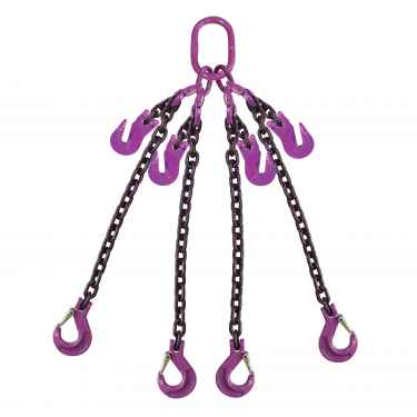 34 inch x 5 foot Adjustable 4 Leg Chain Sling w Sling Hooks Grade 100 image 1 of 2