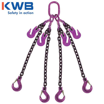 34 inch x 15 foot Adjustable 4 Leg Chain Sling w Sling Hooks Grade 100 image 2 of 2