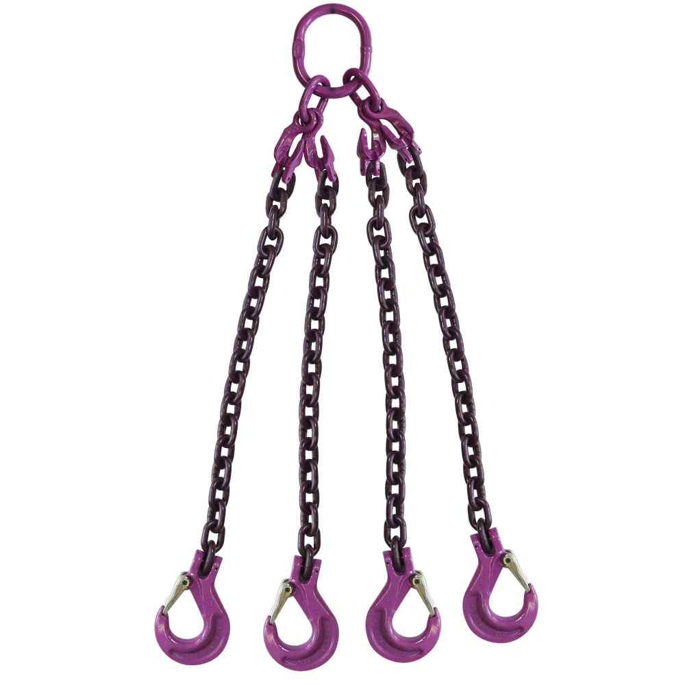 38 inch x 15 foot Adjustable 4 Leg Chain Sling w Sling Hooks Grade 100 image 1 of 2