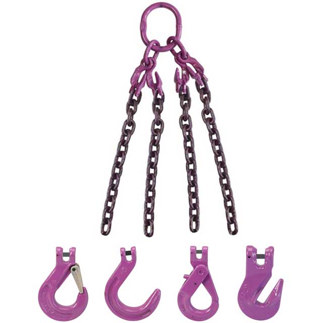 12 inch x 15 foot Adjustable 4 Leg Chain Sling w Sling Hooks Grade 100 image 2 of 2