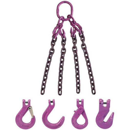 12 inch x 5 foot Adjustable 4 Leg Chain Sling w Sling Hooks Grade 100 image 2 of 2