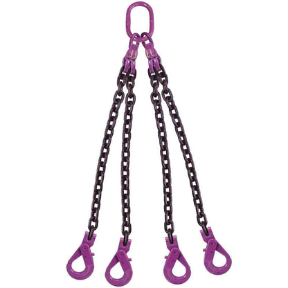 38 inch x 8 foot 4 Leg Chain Sling w SelfLocking Hooks Grade 100 image 1 of 3