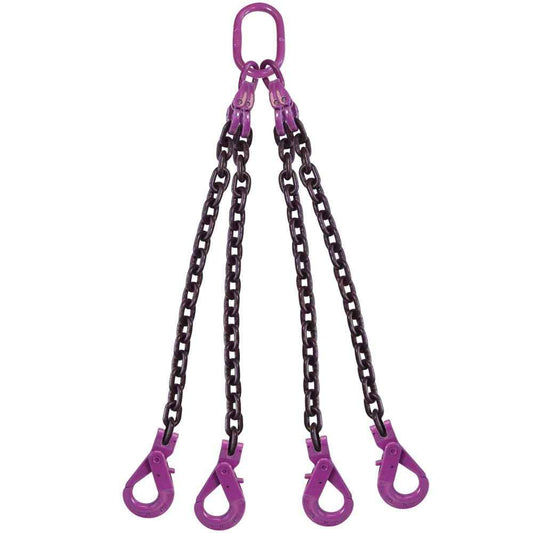 38 inch x 10 foot 4 Leg Chain Sling w SelfLocking Hooks Grade 100 image 1 of 3