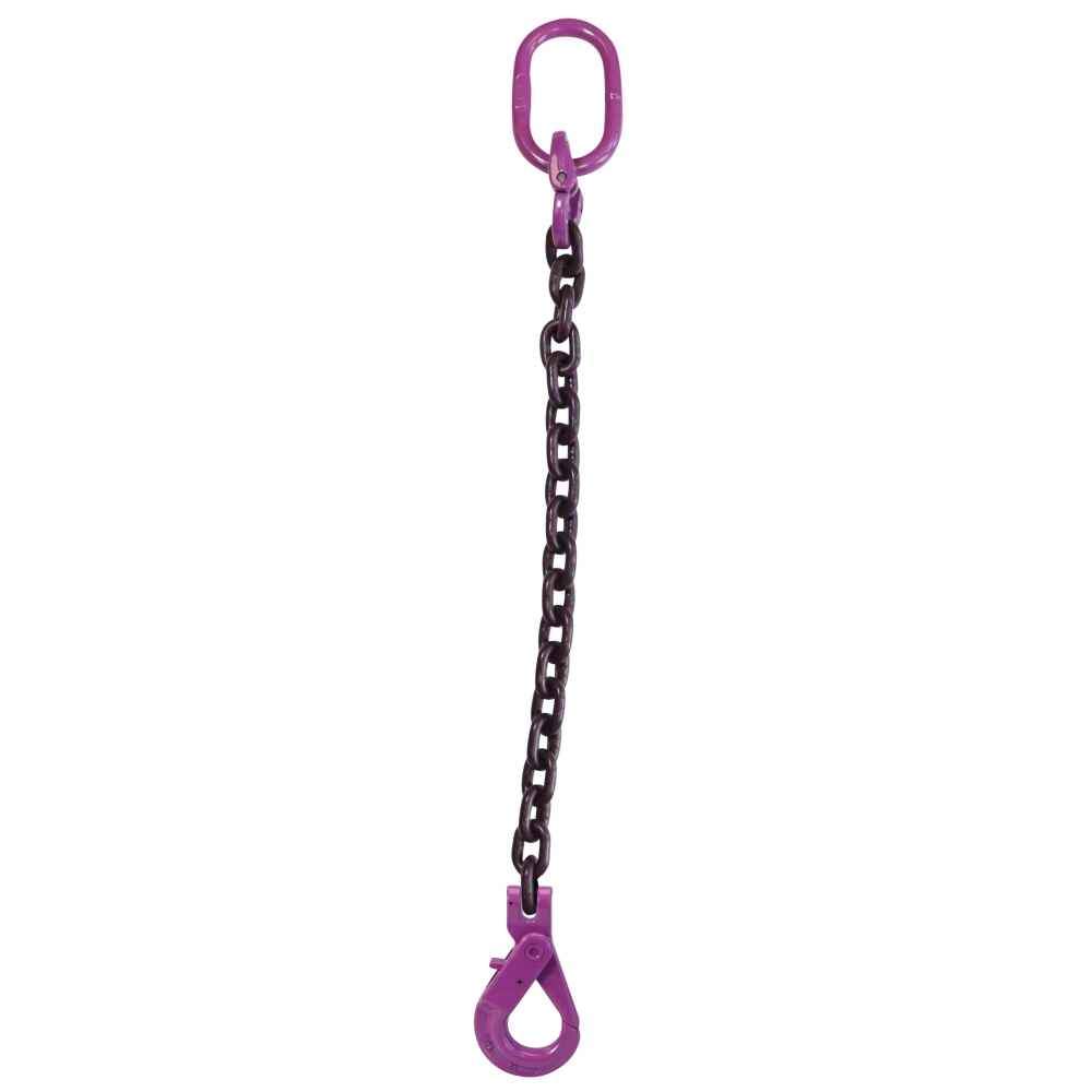 12 inch x 8 foot Single Leg Chain Sling w SelfLocking Hook Grade 100 image 1 of 3