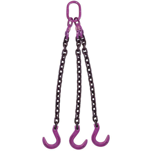 12 inch x 16 foot 3 Leg Chain Sling w Foundry Hooks Grade 100 image 1 of 3