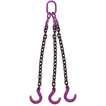 12 inch x 12 foot 3 Leg Chain Sling w Foundry Hooks Grade 100 image 1 of 3