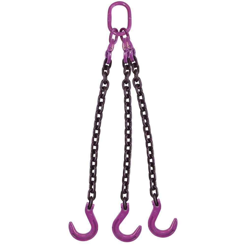 38 inch x 12 foot 3 Leg Chain Sling w Foundry Hooks Grade 100 image 1 of 3