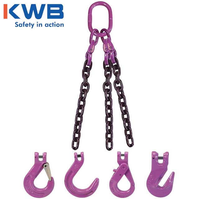 12 inch x 12 foot 3 Leg Chain Sling w Foundry Hooks Grade 100 image 3 of 3