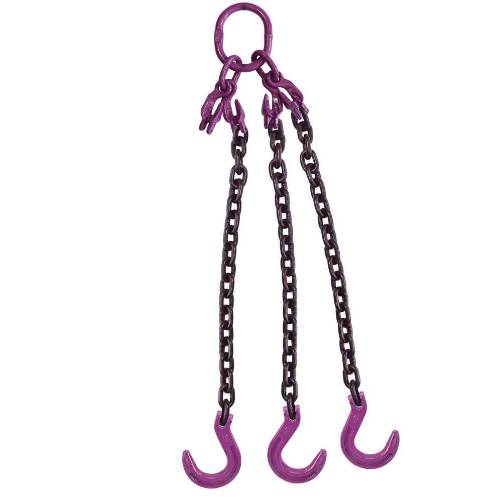 12 inch x 10 foot Adjustable 3 Leg Chain Sling w Foundry Hooks Grade 100 image 1 of 3