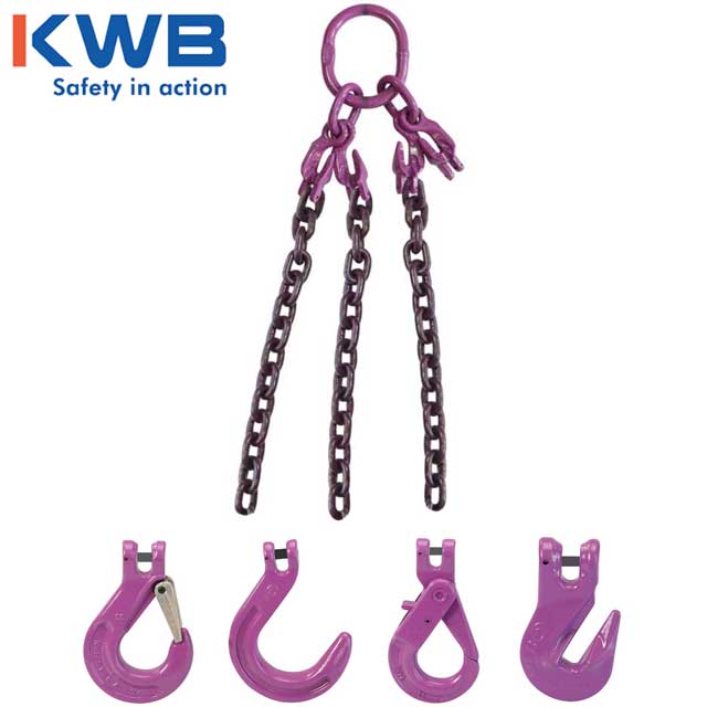 12 inch x 20 foot Adjustable 3 Leg Chain Sling w Foundry Hooks Grade 100 image 3 of 3