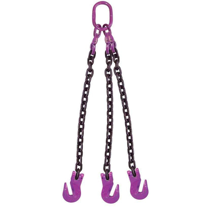 12 inch x 20 foot 3 Leg Chain Sling w Grab Hooks Grade 100 image 1 of 3