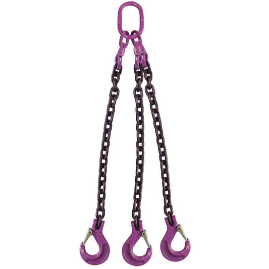 12 inch x 18 foot 3 Leg Chain Sling w Sling Hooks Grade 100 image 1 of 2