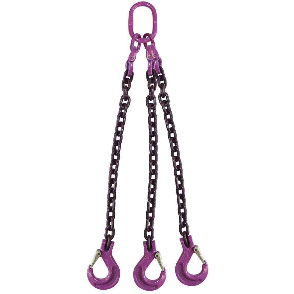 12 inch x 10 foot 3 Leg Chain Sling w Sling Hooks Grade 100 image 1 of 2