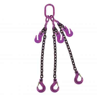 34 inch x 15 foot Adjustable 3 Leg Chain Sling w Sling Hooks Grade 100 image 1 of 2