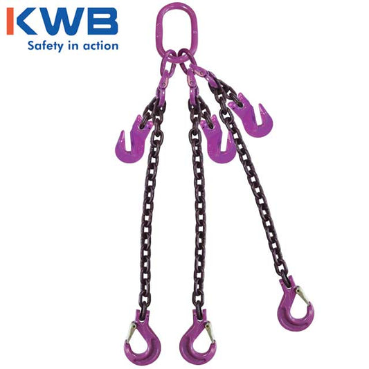 34 inch x 15 foot Adjustable 3 Leg Chain Sling w Sling Hooks Grade 100 image 2 of 2