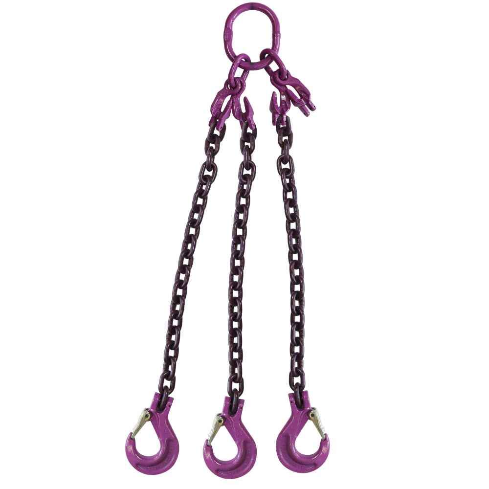 12 inch x 15 foot Adjustable 3 Leg Chain Sling w Sling Hooks Grade 100 image 1 of 2