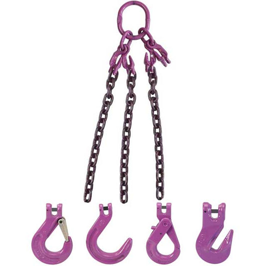 12 inch x 15 foot Adjustable 3 Leg Chain Sling w Sling Hooks Grade 100 image 2 of 2