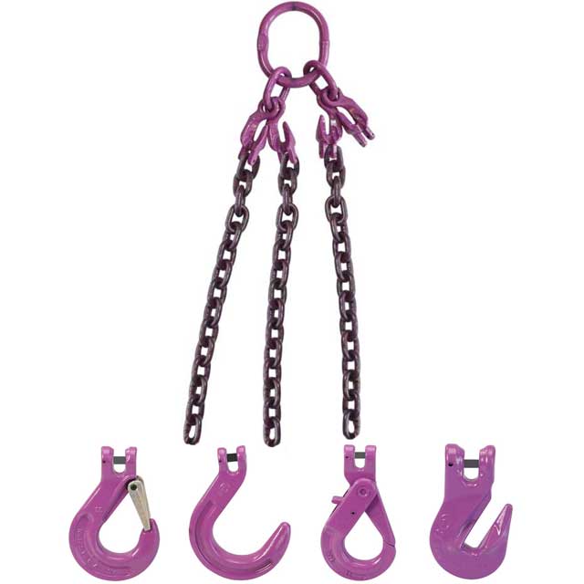 12 inch x 10 foot Adjustable 3 Leg Chain Sling w Sling Hooks Grade 100 image 2 of 2