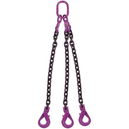 12 inch x 14 foot 3 Leg Chain Sling w SelfLocking Hooks Grade 100 image 1 of 3