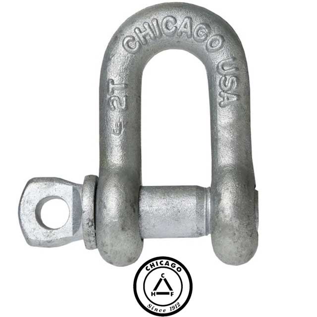 Screw Pin Chain Shackle Chicago Hardware 14 inch Galvanized Steel 5 Ton image 2 of 2
