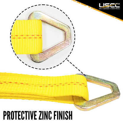 2" x 30' Yellow Ratchet Strap w/ D-Rings