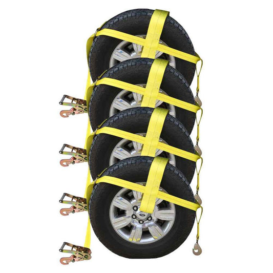 Adjustable Wheel Net with 4 Top Strap Twisted Snap Hook and Ratchet w Snap Hook 4 pack image 1 of 9